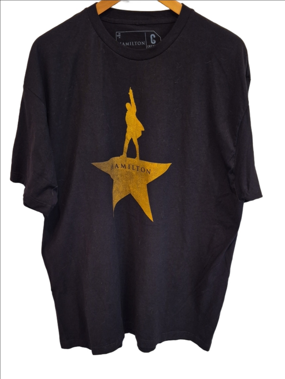 Hamilton Broadway Black Tee with Gold Silhouette Star Size XXL